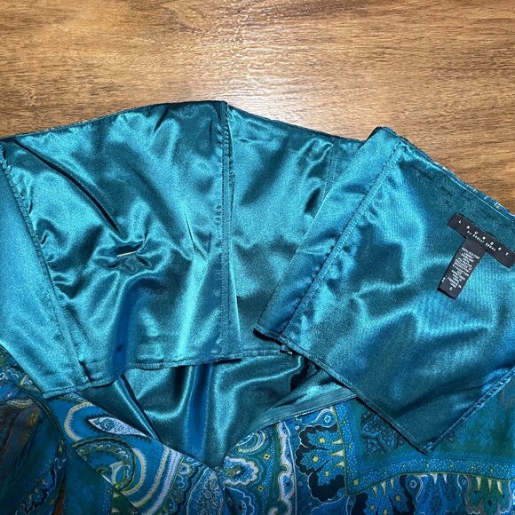 Dress- Silk turquoise paisley strapless - Picture 8 of 8